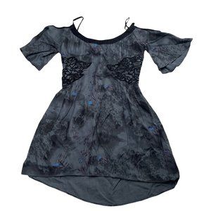 Free People Womens Fit & Flare Dress Size 6 Black Mini Off the Shoulder W/ Strap